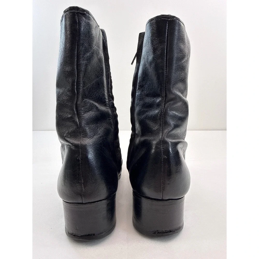 Verde Leather Ankle Boots Women 6W Black Block Heel Zip Up Brazil 90s Minimalist